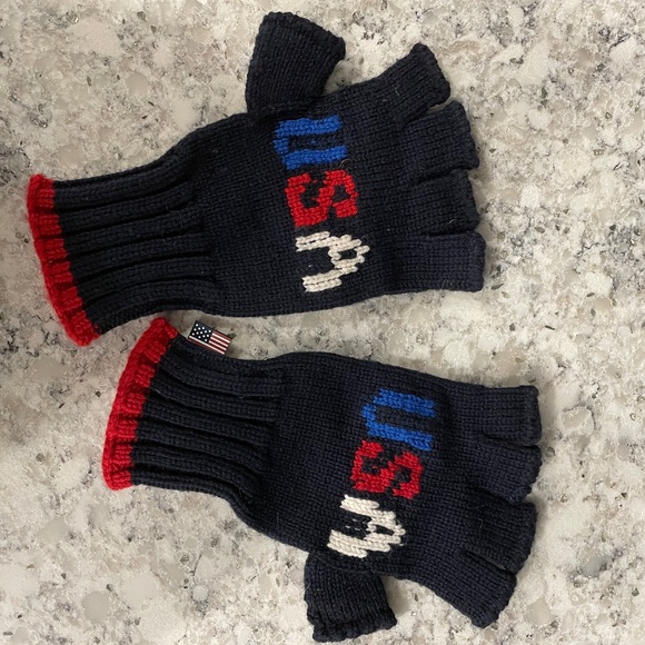 Vintage Ralph Lauren Official 2014 Olympic Wool Fingerless Team USA Gloves - Picture 2 of 7